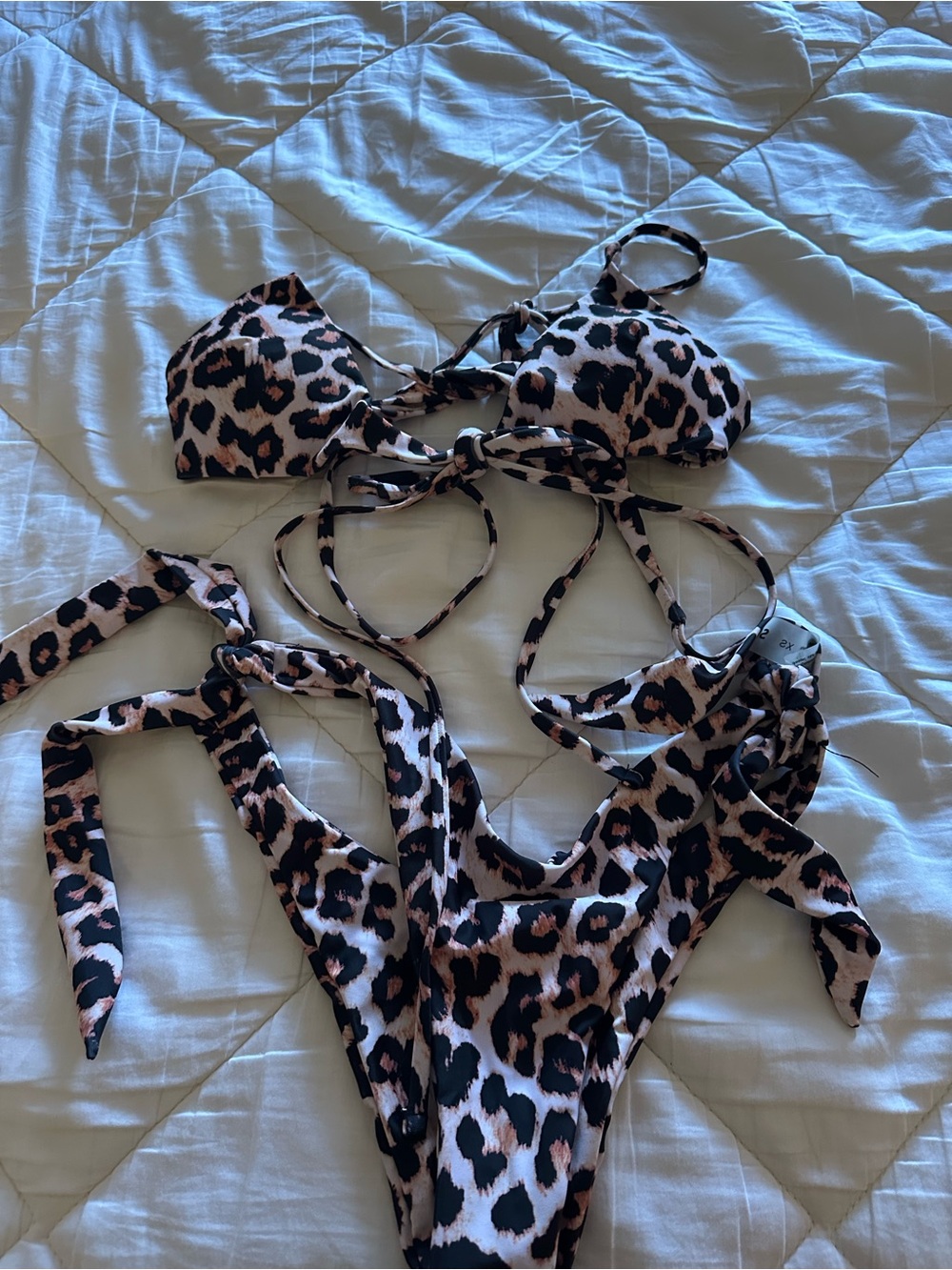 SHEIN Leopard Print Bikini - Black and Tan